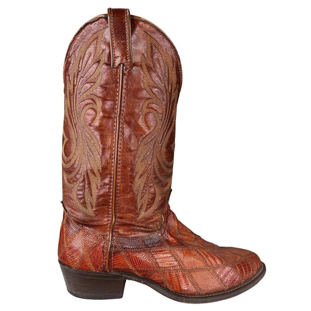 Laredo Men’s Brown Leather Snake Print Western Cowboy Boot Size US 10.5 D